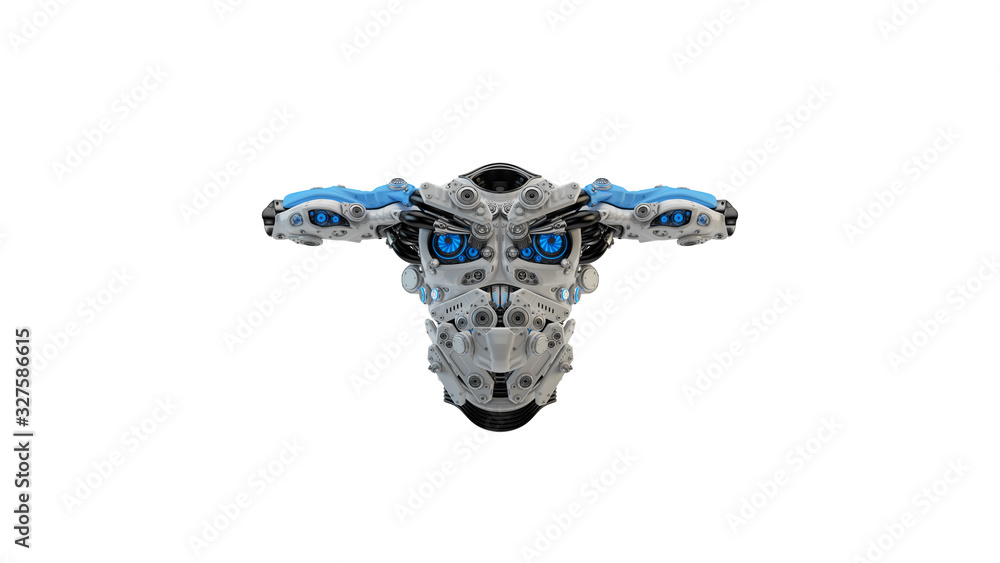 Poster robot torso for replacement, 3d rendering in t pose, isolated on white background
