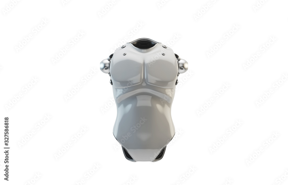 Poster futuristic robot body part for replacement, 3d rendering of armless robotic torso