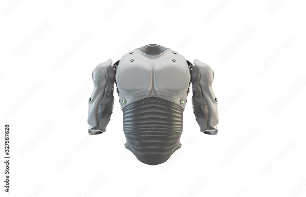 Poster robot body without hands part for replacement, 3d rendering isolated on white background
