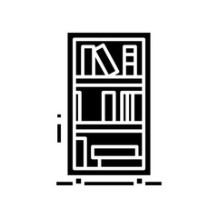 Home library black icon, concept illustration, vector flat symbol, glyph sign.
