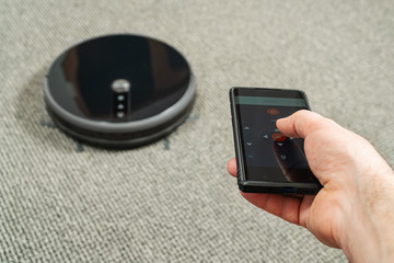 turning on the robot cleaner