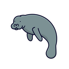 Sea cow isolated vector illustration for Manatee Day
