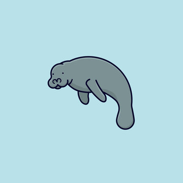 Sea Cow Vector Illustration For Manatee Appreciation Day