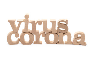Virus Corona Wood Word