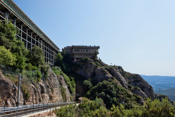 A section of a mountain cog railway (cremallera) near Montserrat in the vicinity of Barcelona