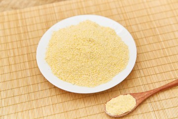 Cornmeal on the plate,