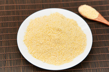 Cornmeal on the plate,