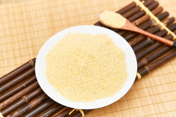 Cornmeal on the plate,