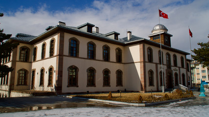 ERZURUM, TURKEY - MARCH 02, 2020 : Erzurum congress building. Ataturk liberation war. Erzurum congress. The proclamation of the republic. In the First World War, the struggle for independence of Turk