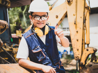 Engineer or Technician in heavy construction site. the professional mechanical men the employee of...
