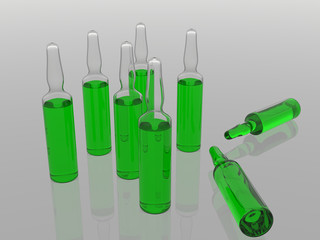 Glass ampoules with medicine.