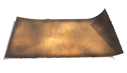 Old paper parchment manuscript isolated on white. 3d render