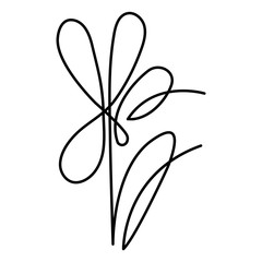 flower in the one line art for greeting cards, design of cosmetic packaging, prints, thematic design