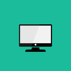 Vector computer monitor icon design. Flat PC screen symbol