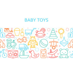 Background with baby toy icons