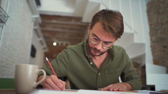 Architect working at desk in an office
