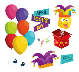 bundle of april fools day set icons vector illustration design