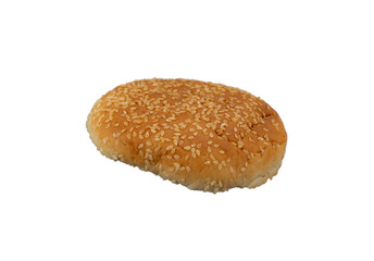 Top of hamburger bun with sesame with white background