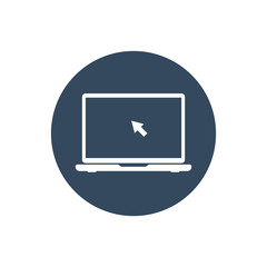 Vector laptop icon design with cursor sign. Flat laptop symbol