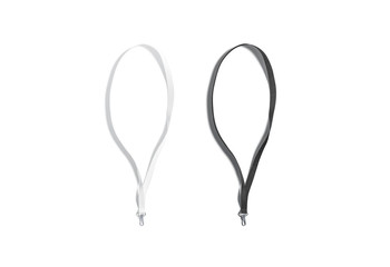 Blank black and white lanyard for name card mockup, isolated