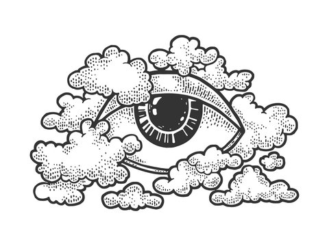 Eye of God Providence sketch engraving vector illustration. T-shirt apparel print design. Scratch board imitation. Black and white hand drawn image.