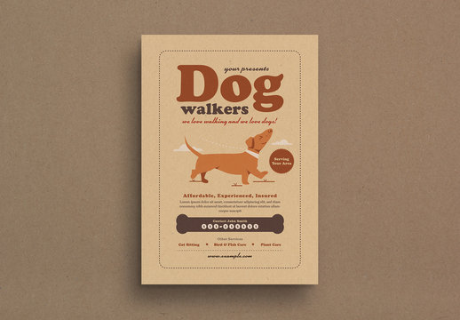 Retro Style Dog Walker Flyer Layout