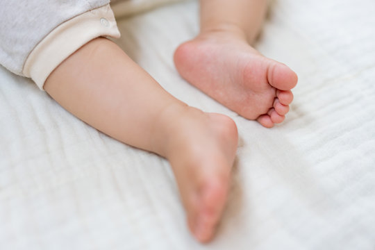 Close up of sleeping baby's feet