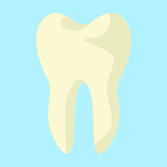 Beautiful yellow sore tooth, on a blue background