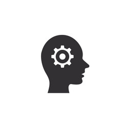 Man head with gear icon, Human head thinking. Vector isolated illustration
