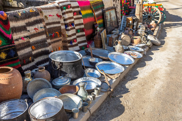 Antique jugs and dishes at the antique shop at the oriental marketplace