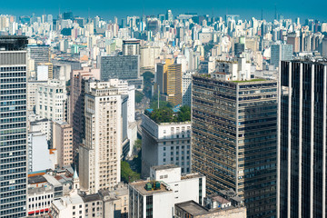 Panoramic view of downtown Sao Paulo, Brazil, South America