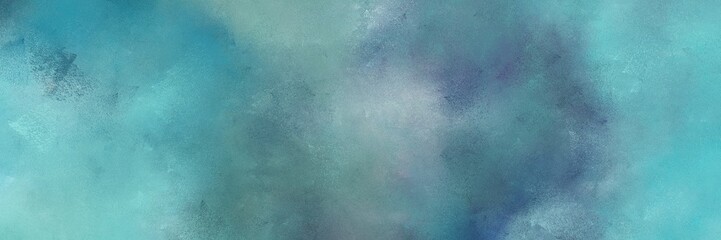 vintage painted art grunge horizontal background banner with cadet blue, dark slate gray and sky blue color