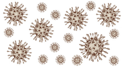 Coronavirus (COVID-19)  isolated on a white background. A dangerous non-cellular infectious agent that can only reproduce inside living cells and cause flu epidemics.