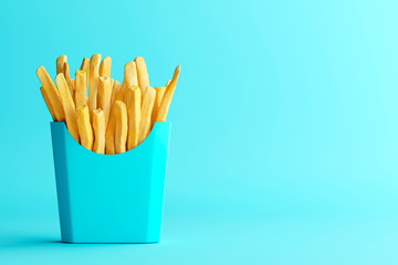 Fries box in minimal look. Isolated product. 3D rendering.