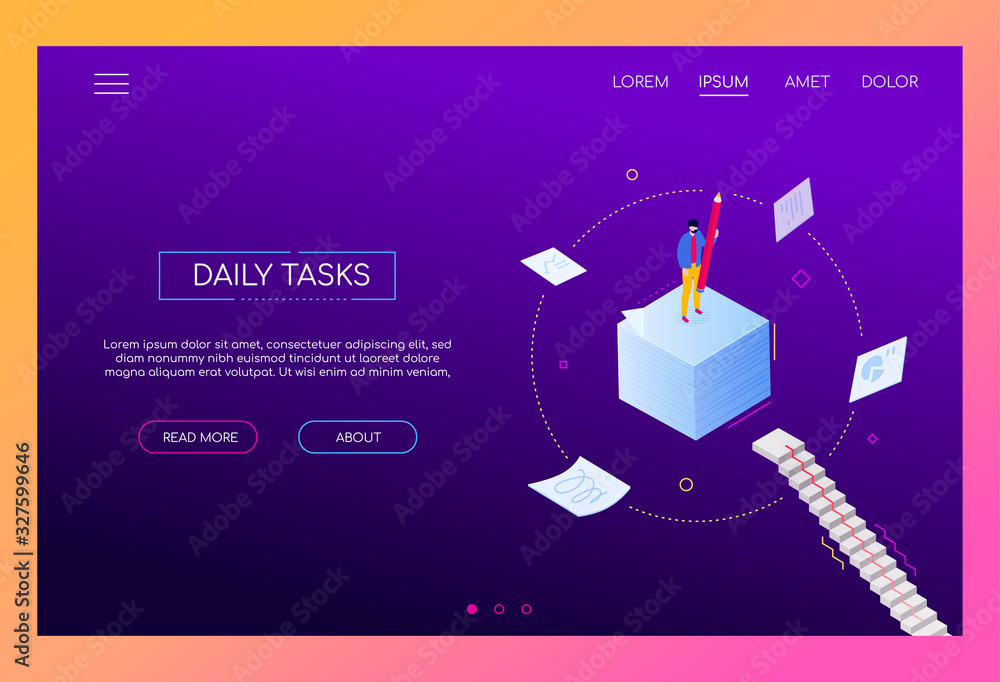 Poster daily tasks - modern isometric vector web banner