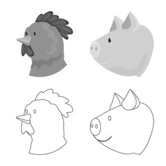 Vector illustration of agriculture and breeding symbol. Set of agriculture and organic stock vector illustration.