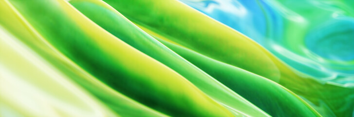 Abstract background with green yellow and blue paint ink, panoramic header