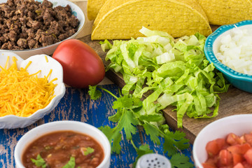 Classic tacos with ground beef and vegetables.