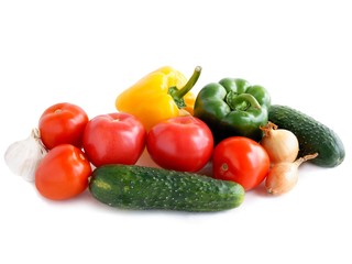 peppers,tomatoes,onions,cucmbers and garlic for wholesome salad
