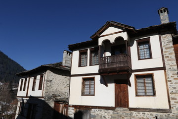 Houses of the Rhodope village of Shiroka Laka, Bulgaria