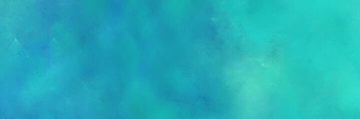 painted aged horizontal banner with light sea green, medium turquoise and turquoise color