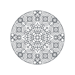 Monochrome geometric mandala thin line vector illustration