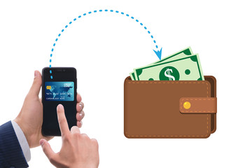 Concept of mobile wallet transfers - 3d rendering