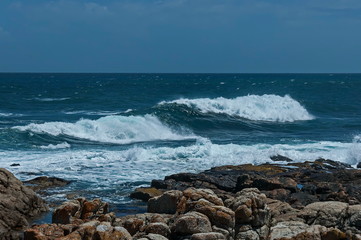 Sea shore on Atlantic ocean by Cape Town, South Africa