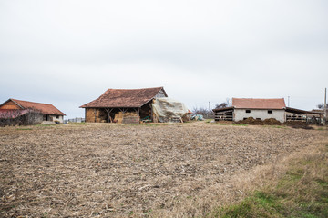 Fototapeta na wymiar rural house and farm Serbia
