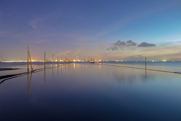 Fototapeta na wymiar 江川海岸の海に建つ電柱