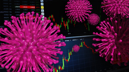 3D rendering. Exchange trading is under pressure from the covid-19 virus.
