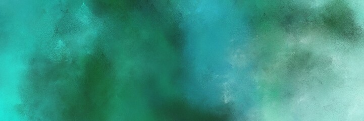 vintage painted art antique horizontal header background  with teal blue, sky blue and dark slate gray color