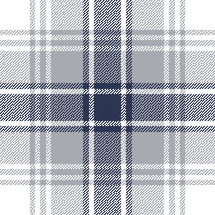 Seamless plaid pattern background. Tartan check plaid graphic in dark blue, grey, and white for flannel shirt, blanket, throw, upholstery, duvet cover, or other modern fabric design.