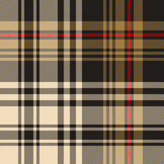 Plaid pattern background. Seamless herringbone check plaid graphic in nearly black, gold, and red for blanket, throw, upholstery, duvet cover, or other modern autumn or winter fabric design.